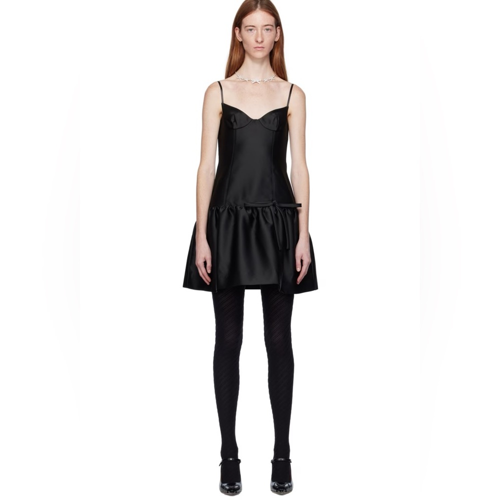 SHUSHU/TONG Black Peplum Midi Dress size UK8/US 4